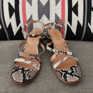 Madewell Snake Print Leather Strappy Heels 7.5